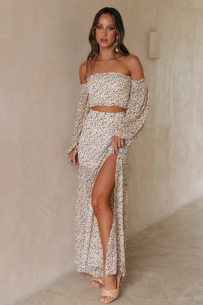 Lizbeth Maxi Skirt - Yellow Floral - JAUS