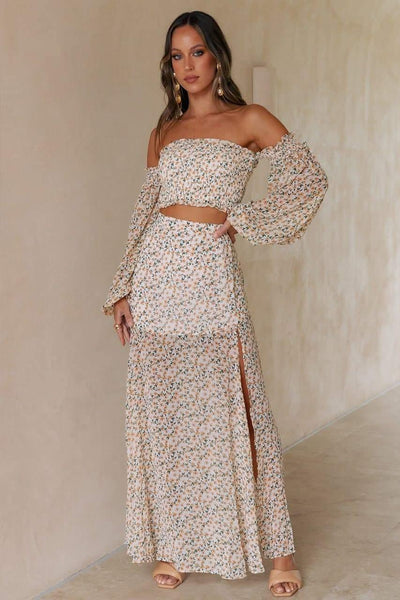 Lizbeth Maxi Skirt - Yellow Floral - JAUS