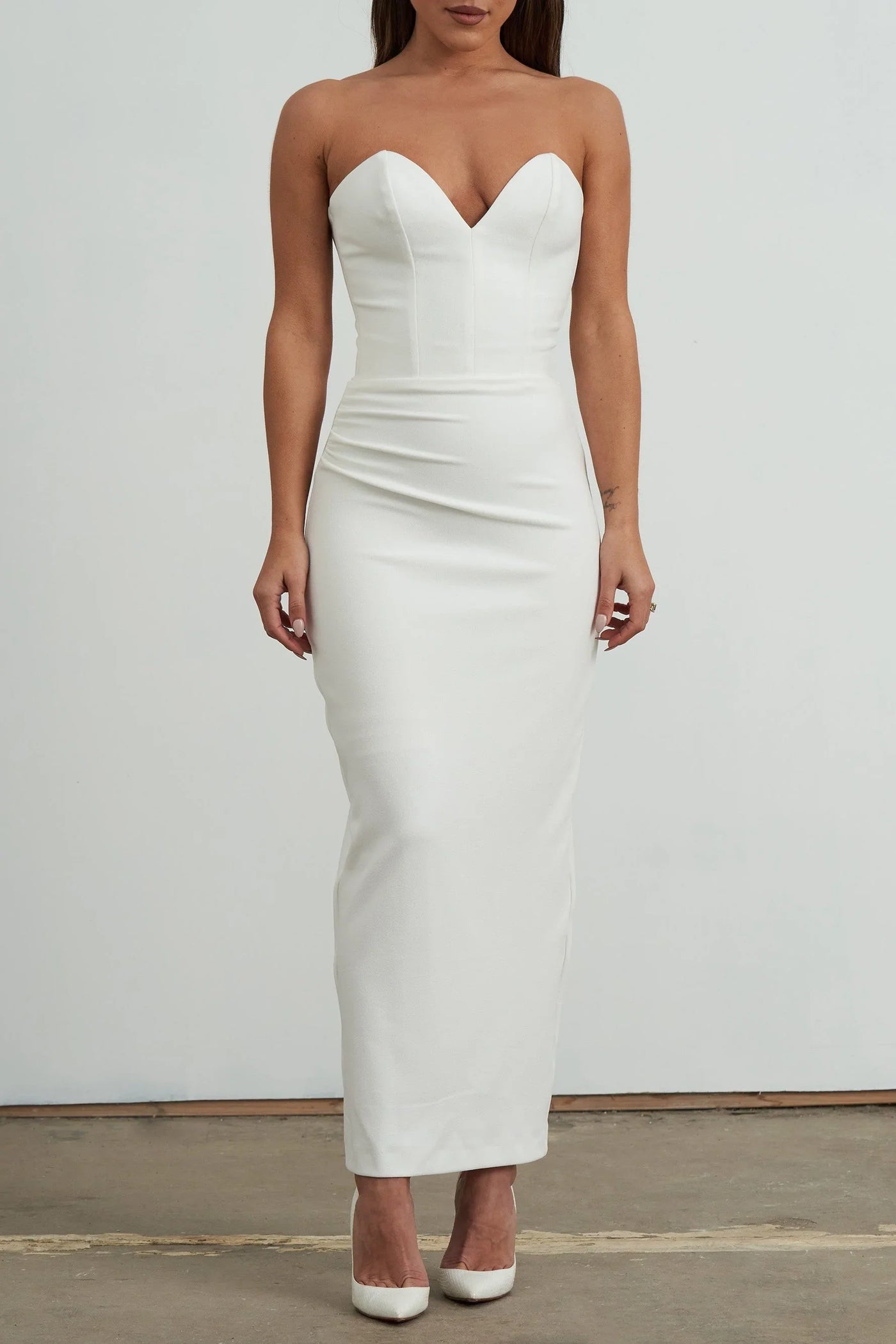 Luci Midi Dress - White - JAUS