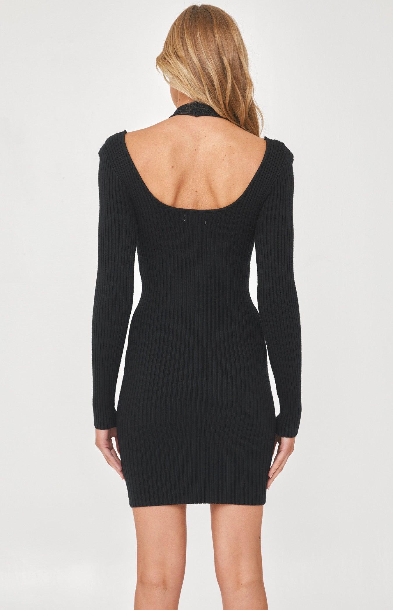 Lula Cut Out Knit Dress - Black - JAUS