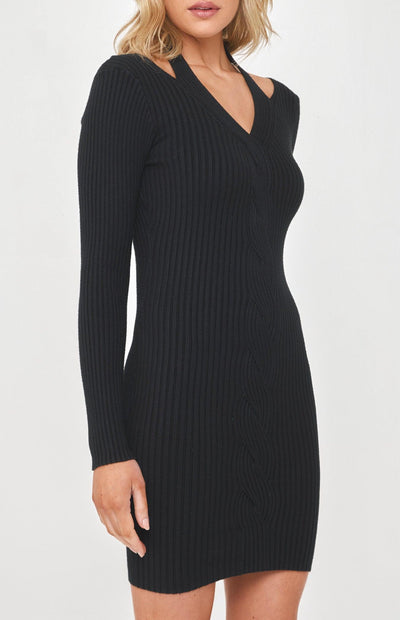 Lula Cut Out Knit Dress - Black - JAUS