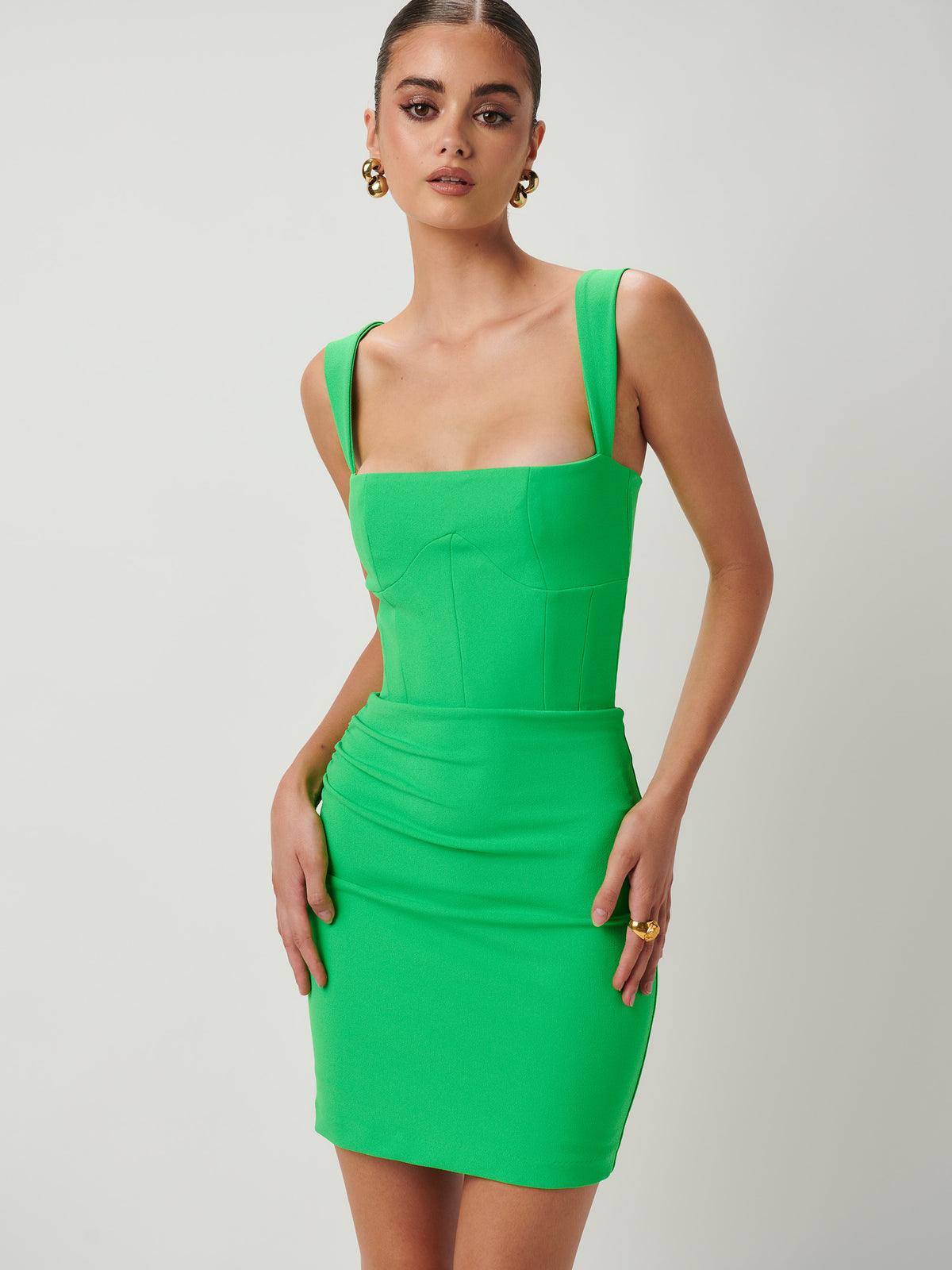 Mara Mini Dress - Green - JAUS