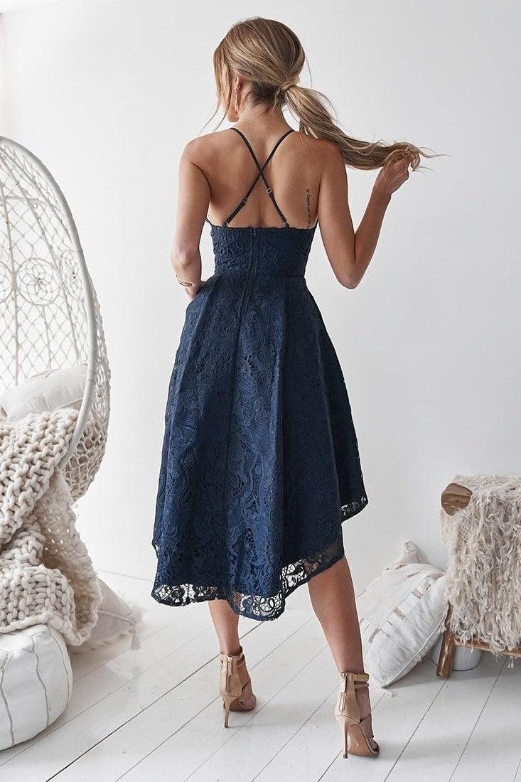 Boho Chic Summer Boho Wedding Guest Dress Marilyn Dress Navy JAUS
