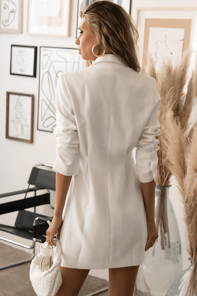 Mel Blazer Dress - White - JAUS