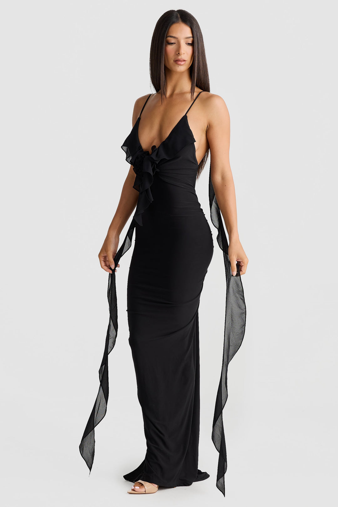 chinese dress ladies Long Lace Black Weing Dress – The Dress Outlet main image 0
