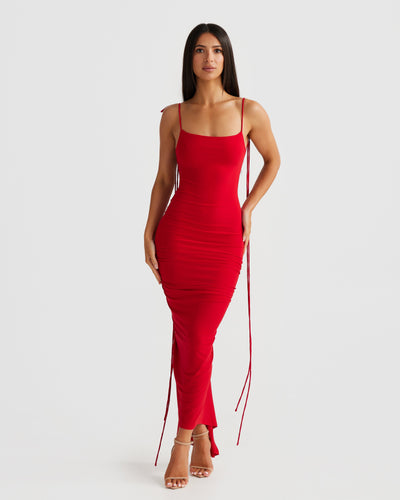 Azari Midi Dress - Red - SHOPJAUS - JAUS
