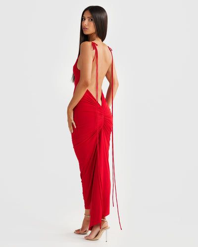 Azari Midi Dress - Red - SHOPJAUS - JAUS