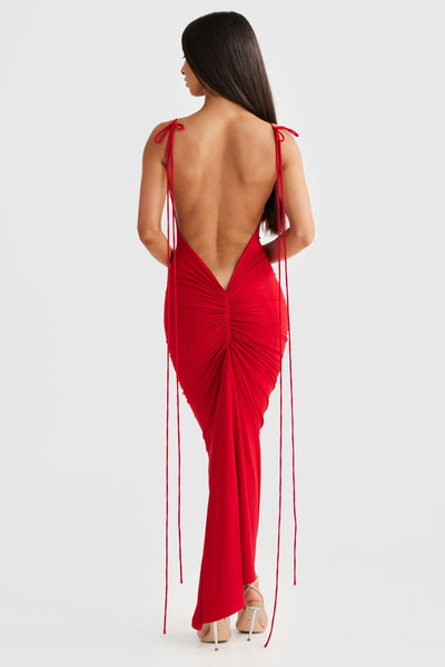 Azari Midi Dress - Red - SHOPJAUS - JAUS