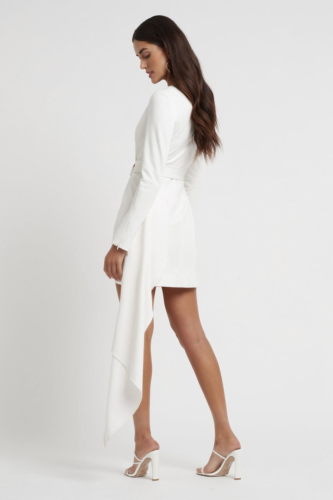 Melissa Jacket Dress - White - JAUS
