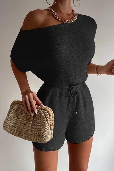 Mia Knit Romper - Black - JAUS