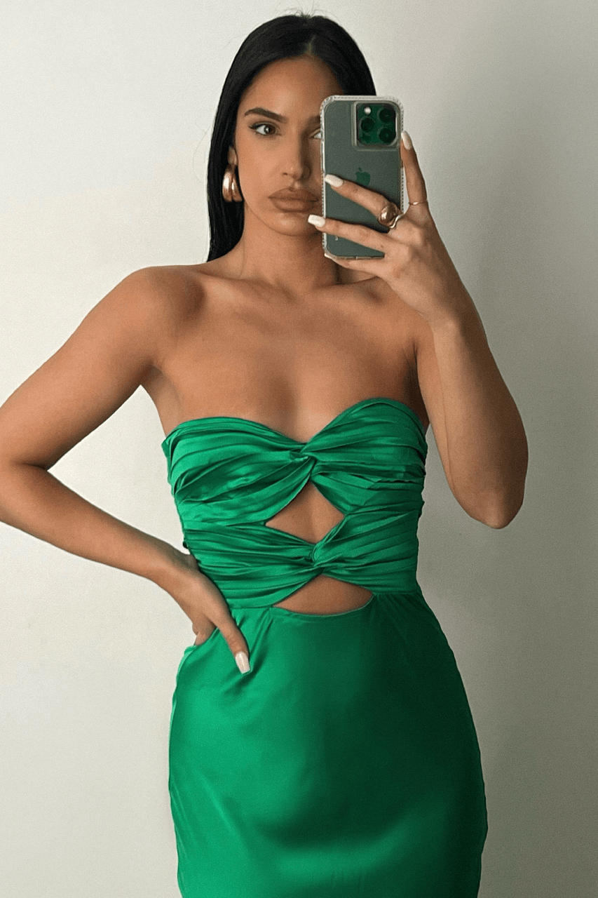 sachin and babi light blue dress Chantelle Sequin Midi Slip Dress EMERALD GREEN main image 1