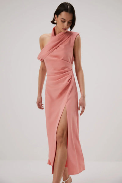 Misha Amiya Satin Midi Dress - Quartz Pink - JAUS