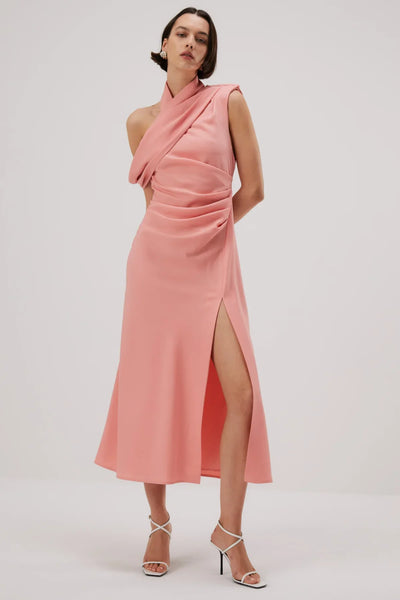 Misha Amiya Satin Midi Dress - Quartz Pink - JAUS