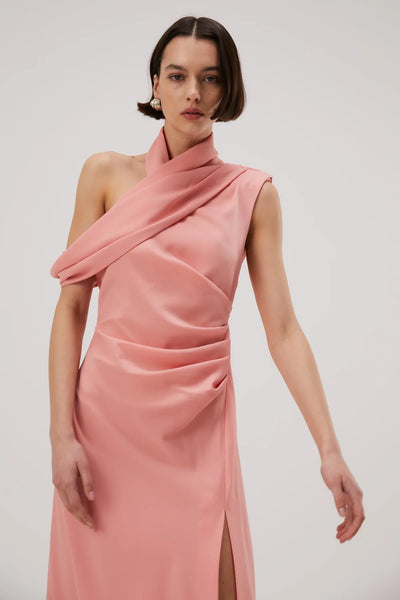 Misha Amiya Satin Midi Dress - Quartz Pink - JAUS