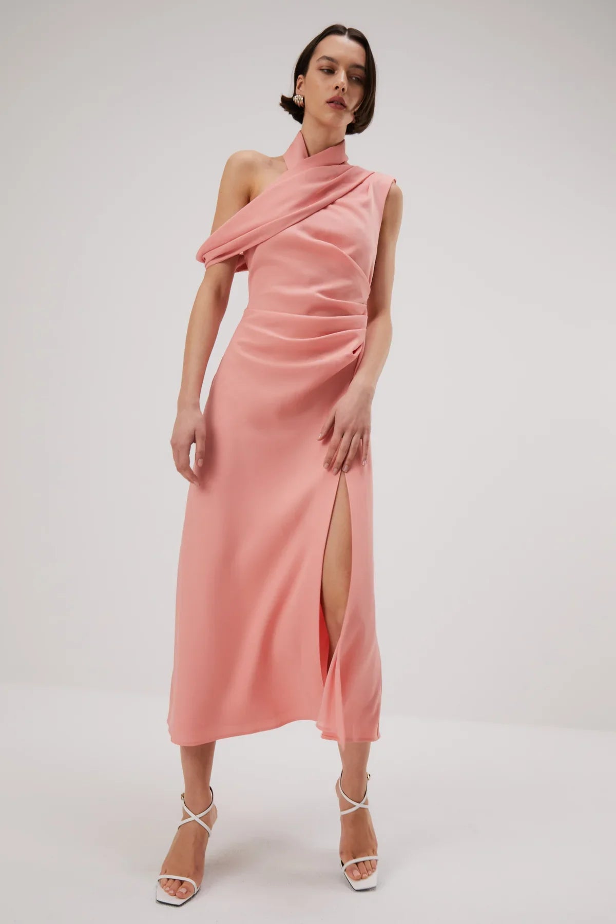 Misha Amiya Satin Midi Dress - Quartz Pink - JAUS