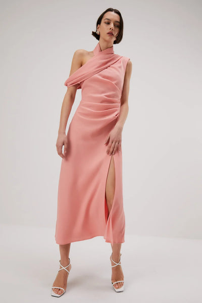 Misha Amiya Satin Midi Dress - Quartz Pink - JAUS