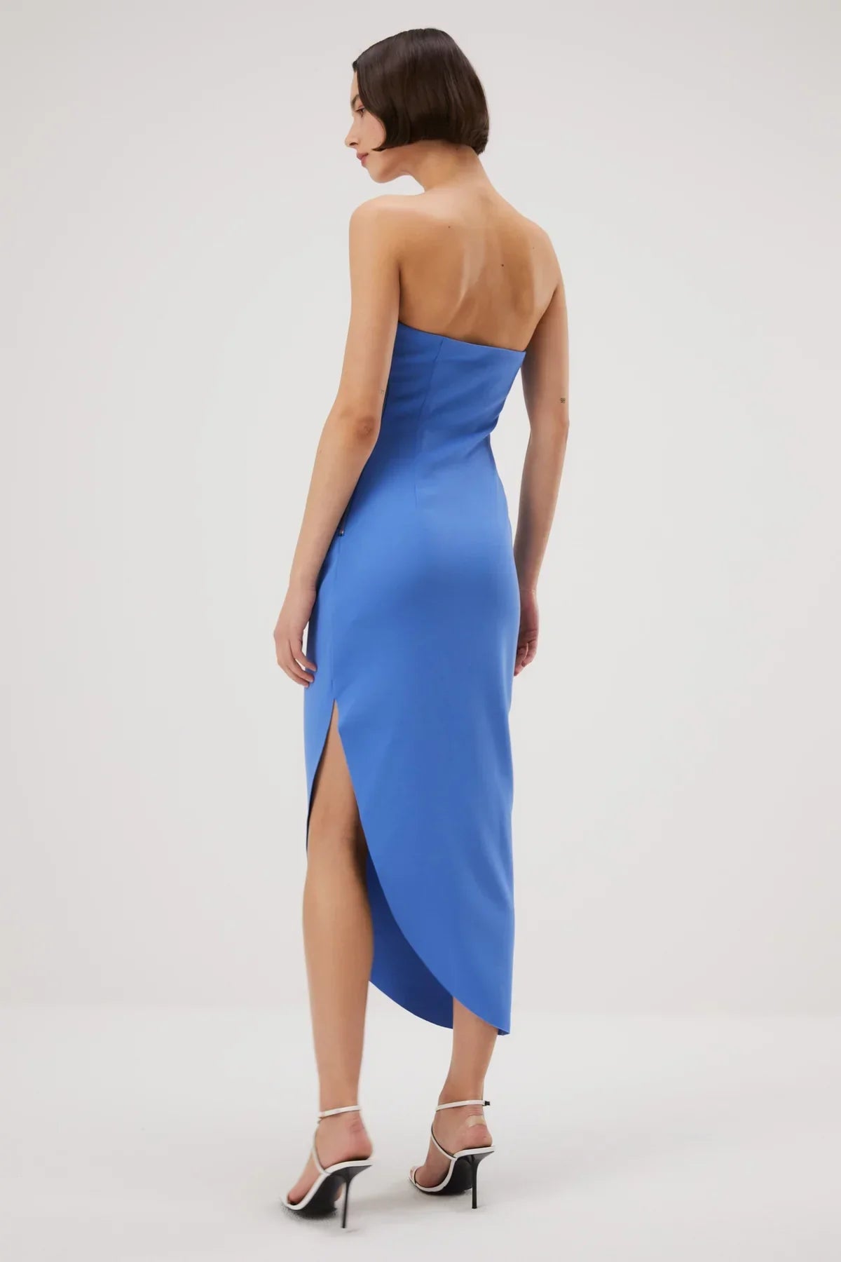 Misha Audrina Bonded Crepe Midi Dress - Blue - JAUS