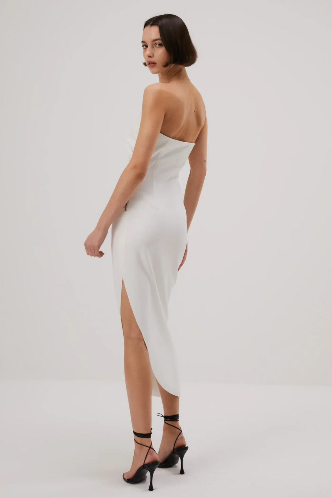 Misha Audrina Bonded Crepe Midi Dress - Ivory