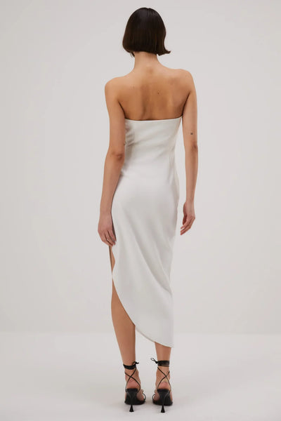 Misha Audrina Bonded Crepe Midi Dress - Ivory - JAUS