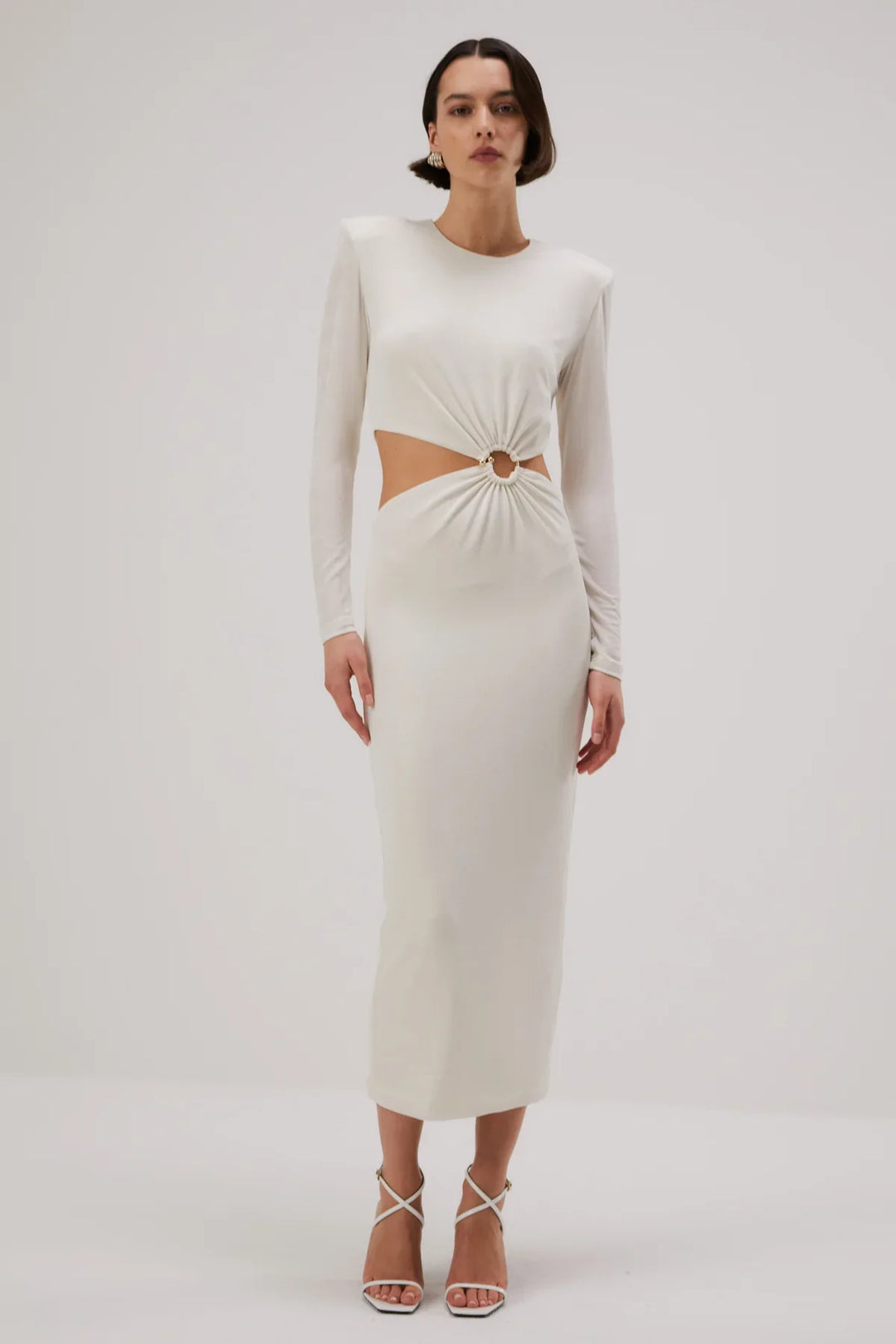chinese dress ladies Misha Beatriz Slinky Jersey Midi Dress - Ivory
