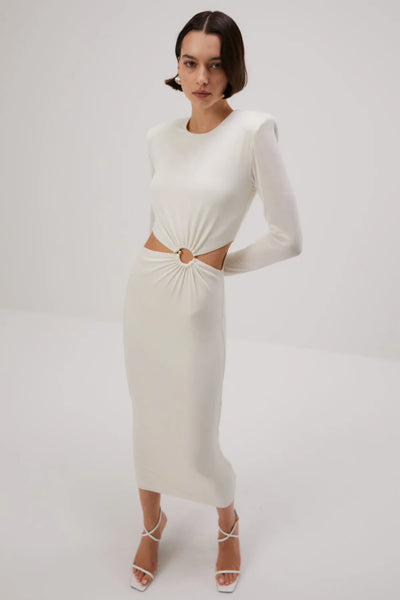 Misha Beatriz Slinky Jersey Midi Dress - Ivory - JAUS