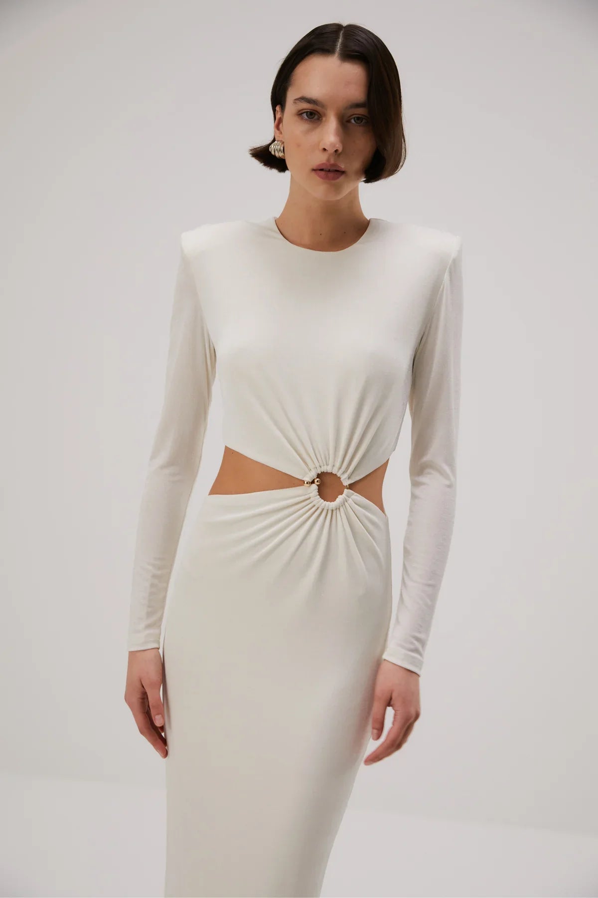 Misha Beatriz Slinky Jersey Midi Dress - Ivory - JAUS