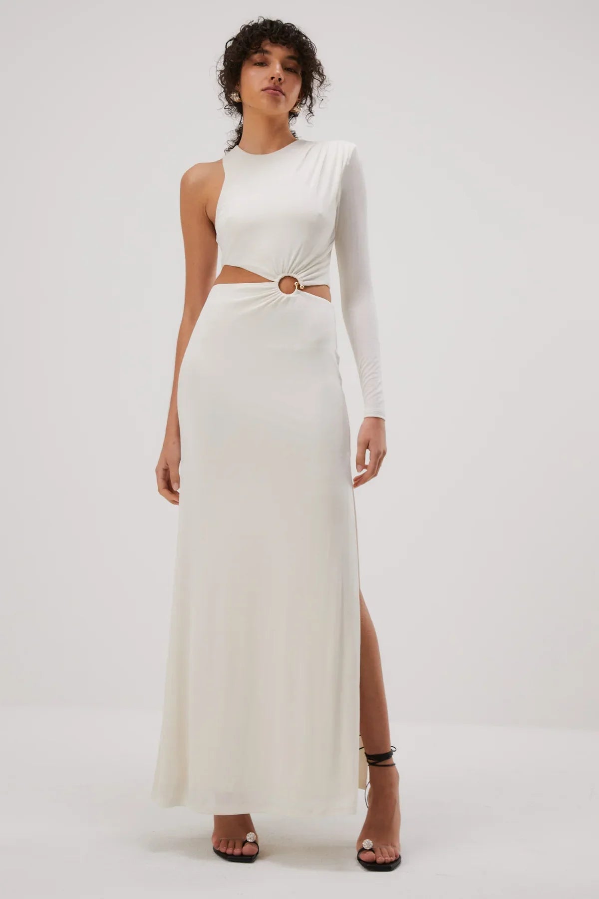 Misha Brigitta Slinky Jersey Gown - Ivory - JAUS