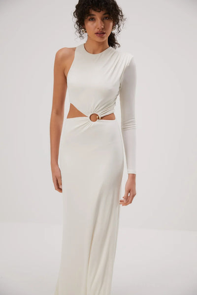 Misha Brigitta Slinky Jersey Gown - Ivory - JAUS