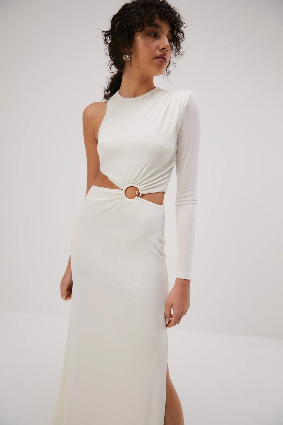 Misha Brigitta Slinky Jersey Gown - Ivory - JAUS