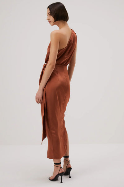 Misha Brooks Satin Midi Dress - Copper - JAUS