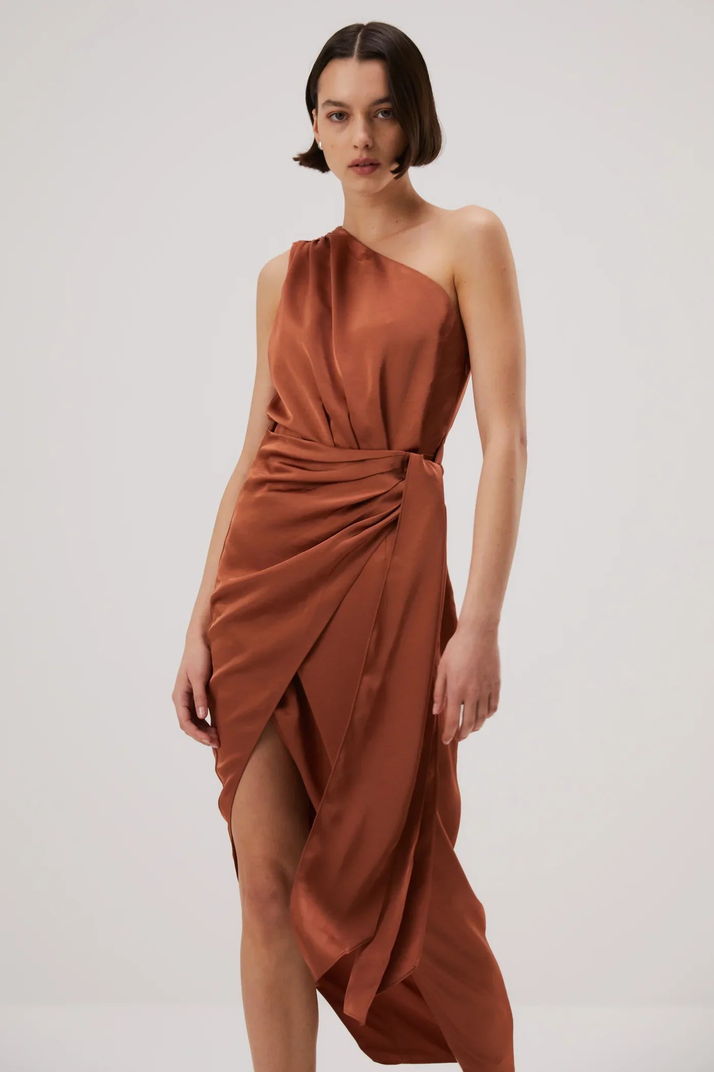 Misha Brooks Satin Midi Dress - Copper - JAUS