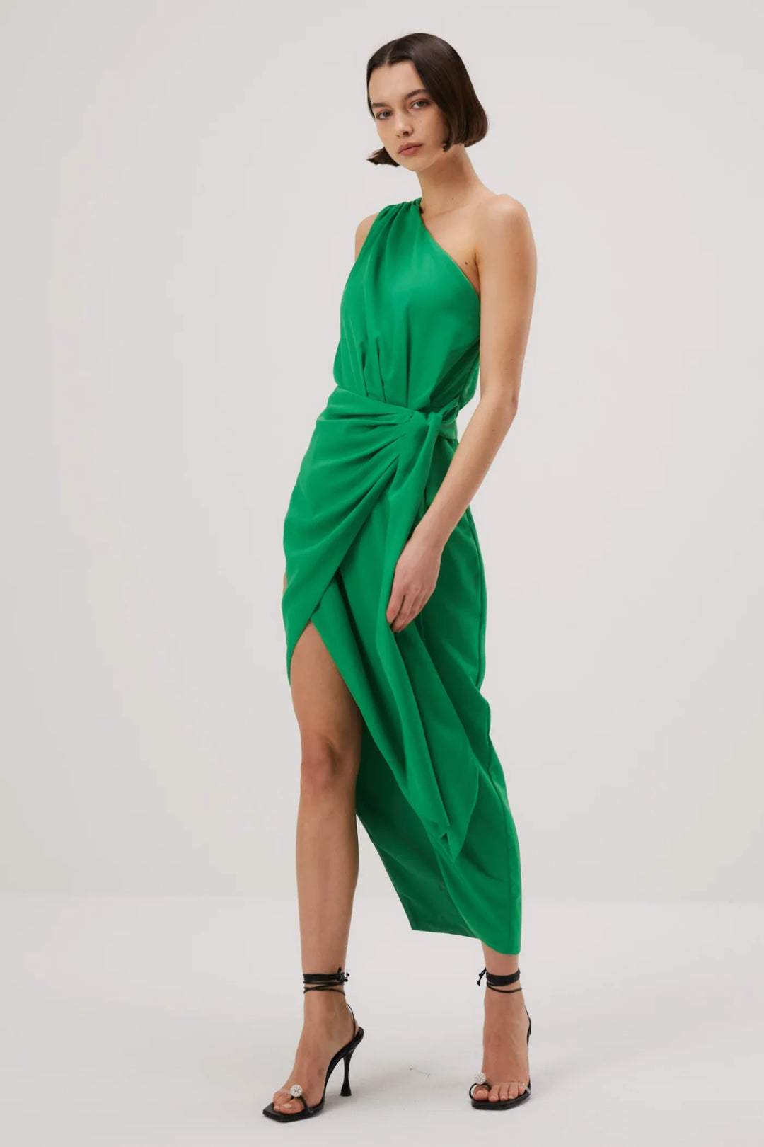 satin midi green dress Misha Brooks Satin Midi Dress - Island Green