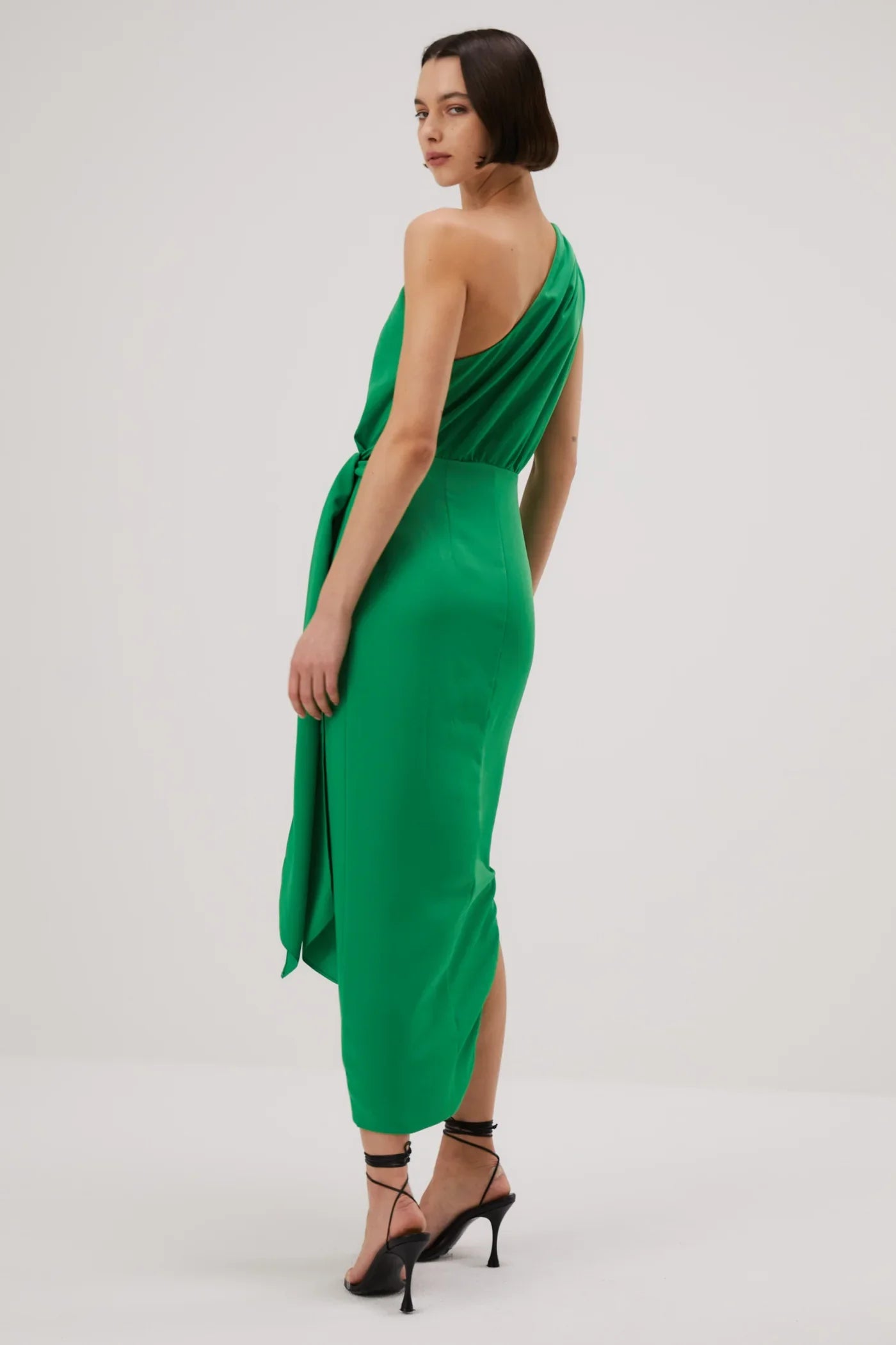 misha maxi dress emerald Misha Brooks Satin Midi Dress - Island Green
