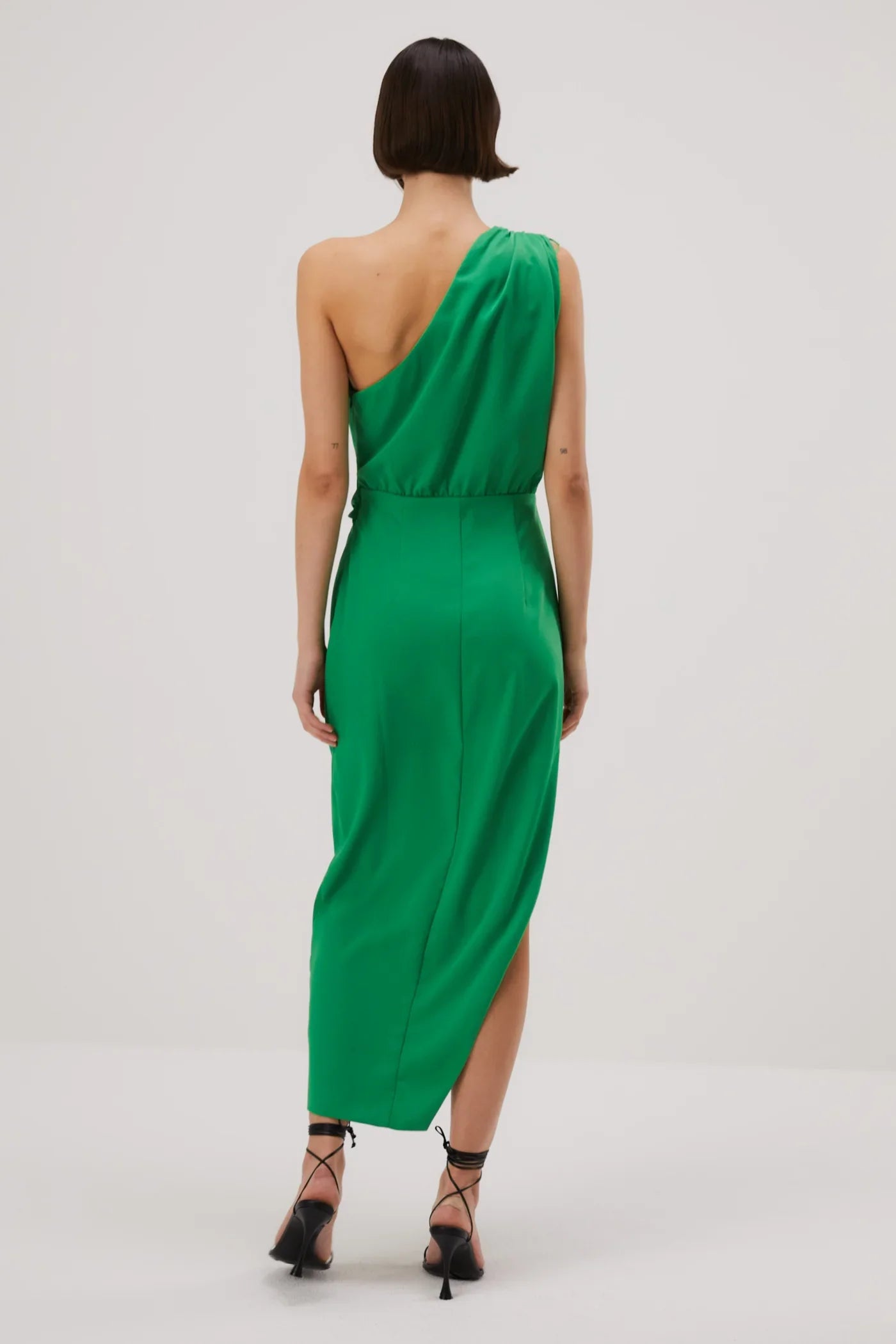 slim fit dress slacks Misha Brooks Satin Midi Dress - Island Green