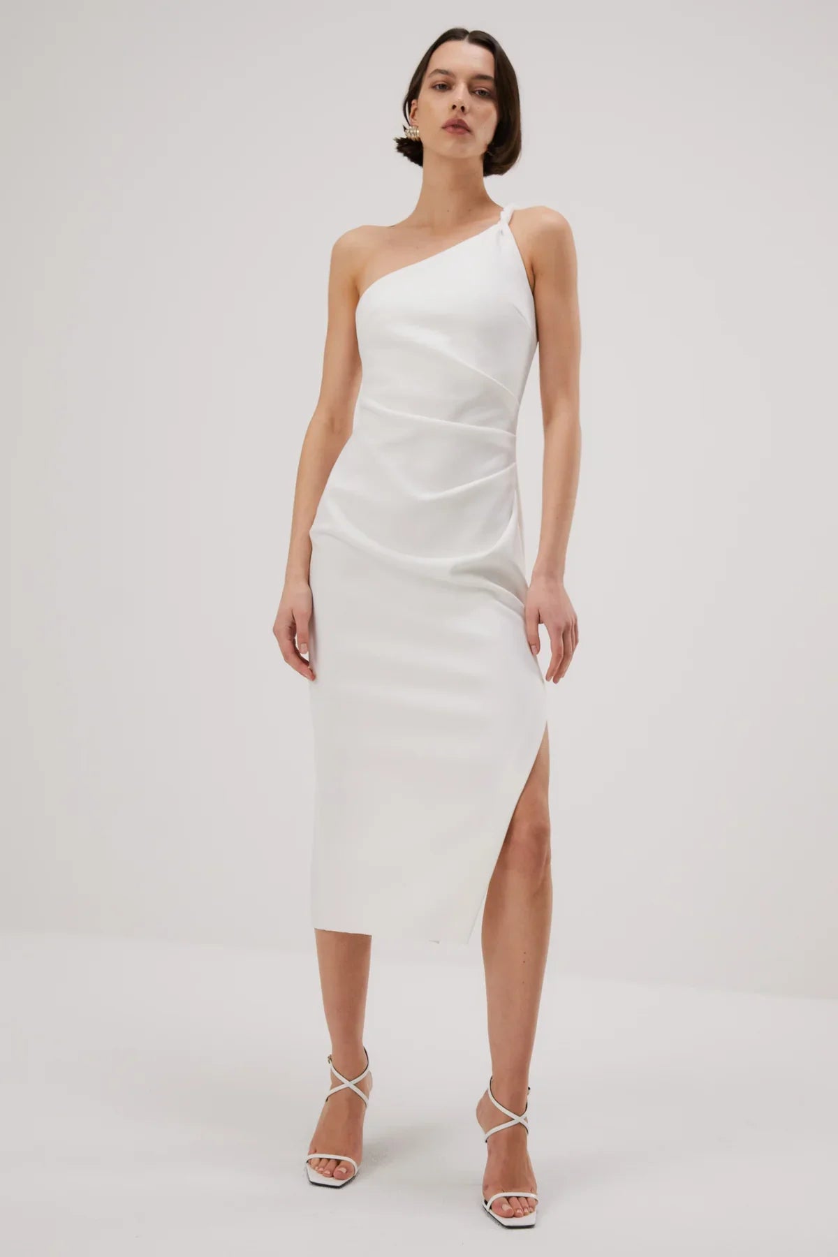 Misha Carrington Bonded Crepe Midi Dress - Ivory - JAUS