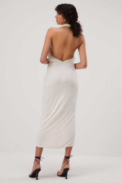 Misha Cressida Slinky Jersey Midi Dress - Ivory - JAUS