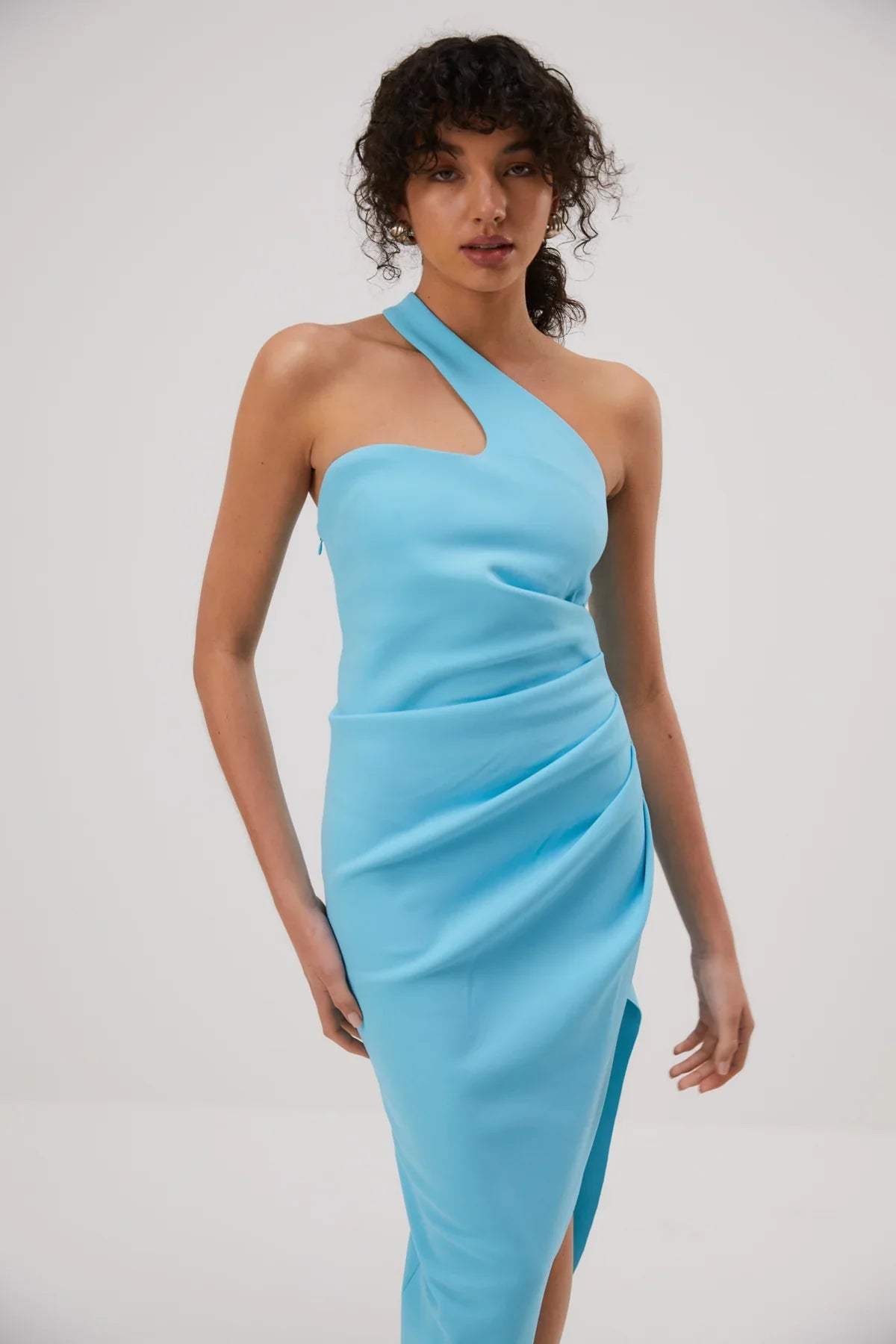 Misha Delancey Bonded Crepe Midi Dress - Aegan Blue Misha Delancey Bonded Crepe Midi Dress - Aegan Blue