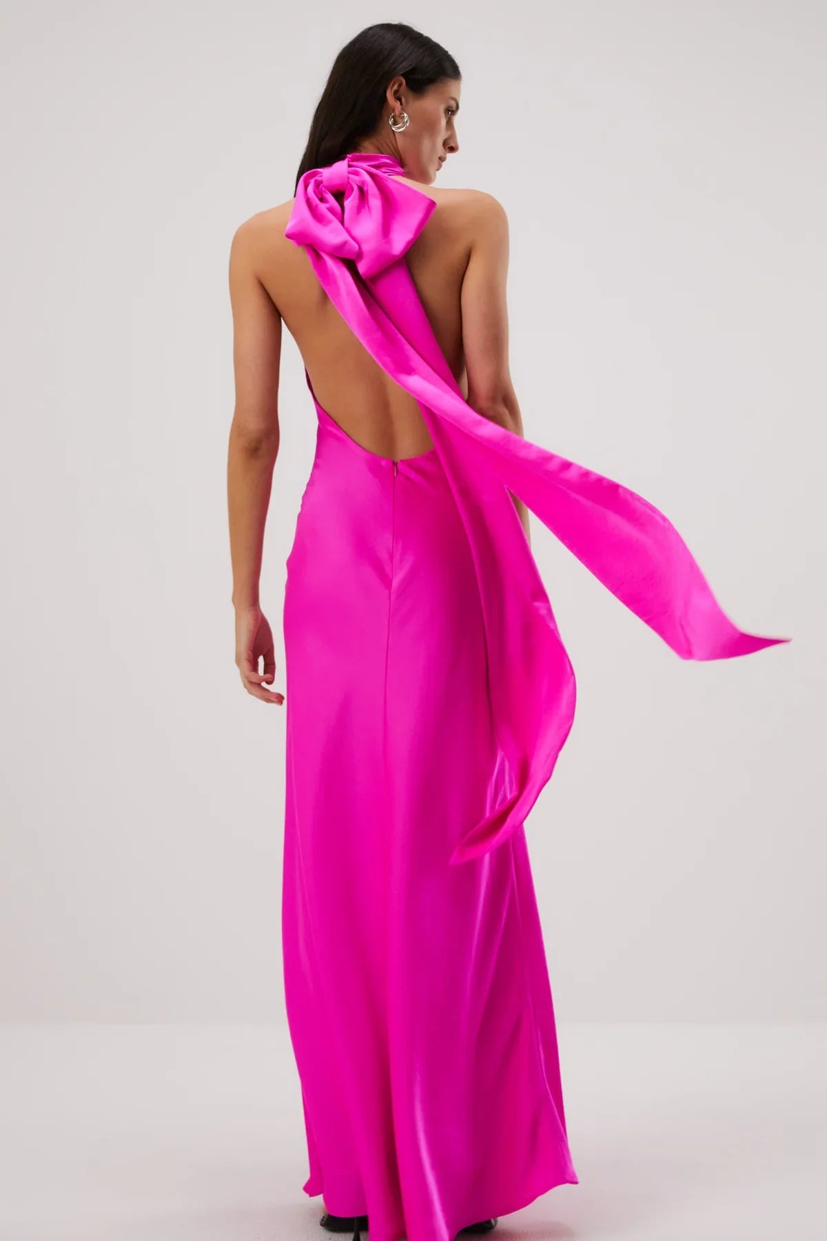 Misha Evianna Satin Gown - Hot Pink - JAUS