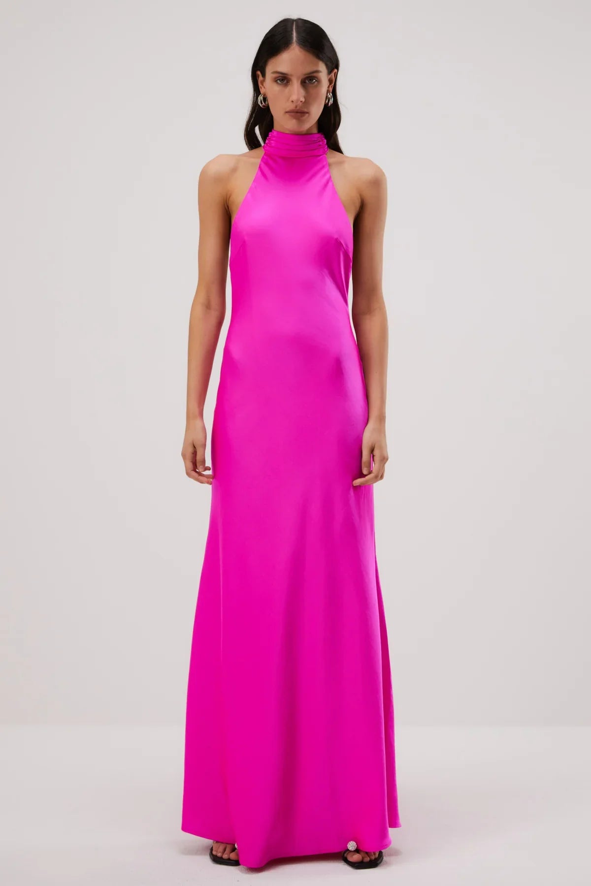 Misha Evianna Satin Gown - Hot Pink - JAUS