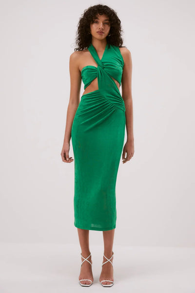 Misha Graciela Slinky Jersey Midi Dress - Island Green - JAUS