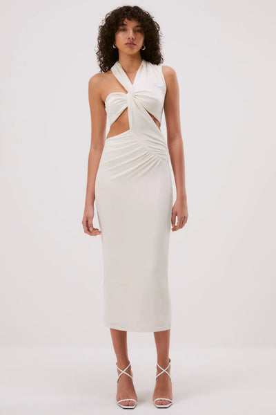 Misha Graciela Slinky Jersey Midi Dress - Ivory - JAUS