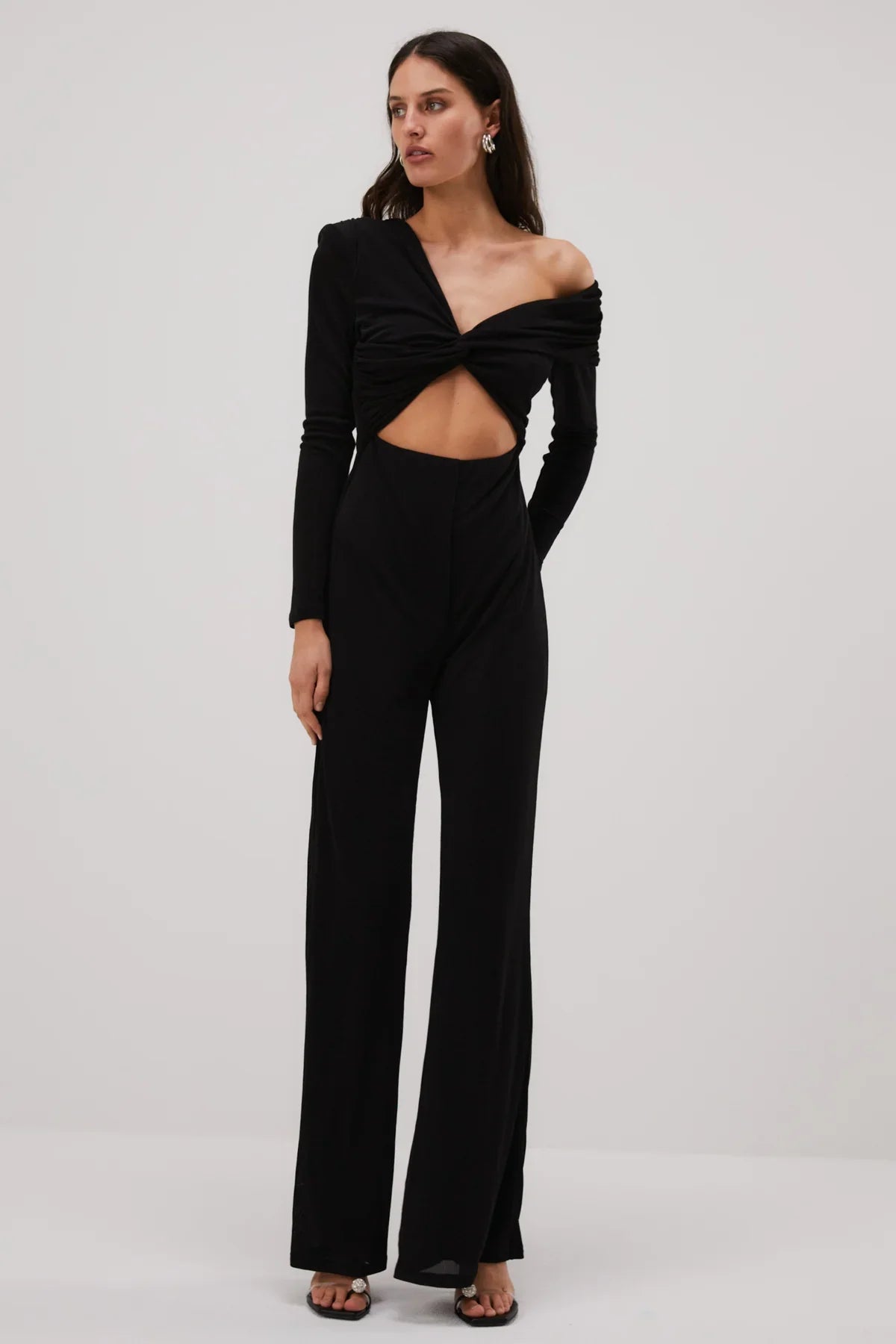 Misha Gyda Slinky Jersey Jumpsuit - Black - JAUS