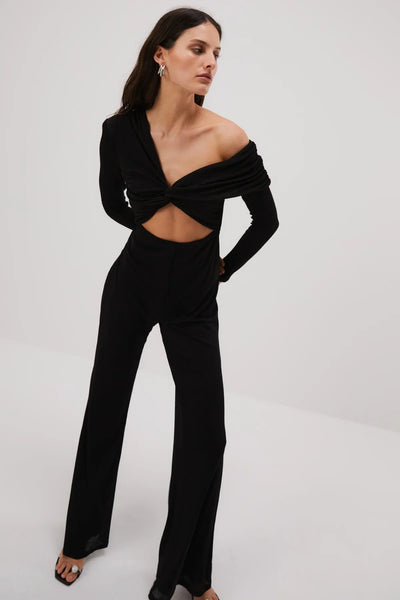 Misha Gyda Slinky Jersey Jumpsuit - Black - JAUS