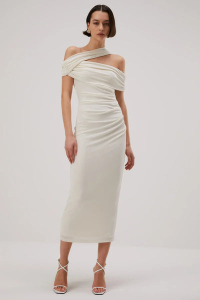 Misha Imani Slinky Jersey Midi Dress - Ivory - JAUS