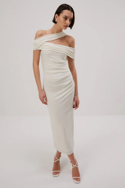 Misha Imani Slinky Jersey Midi Dress - Ivory - JAUS