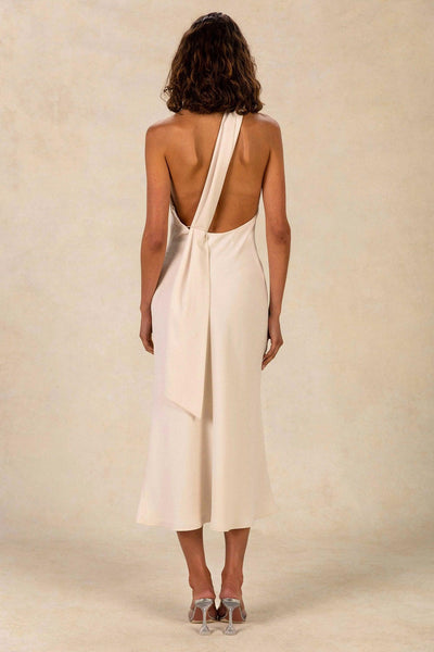 Misha Vivica Satin Midi Dress - Ivory - JAUS