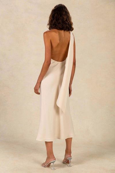 Misha Vivica Satin Midi Dress - Ivory - JAUS