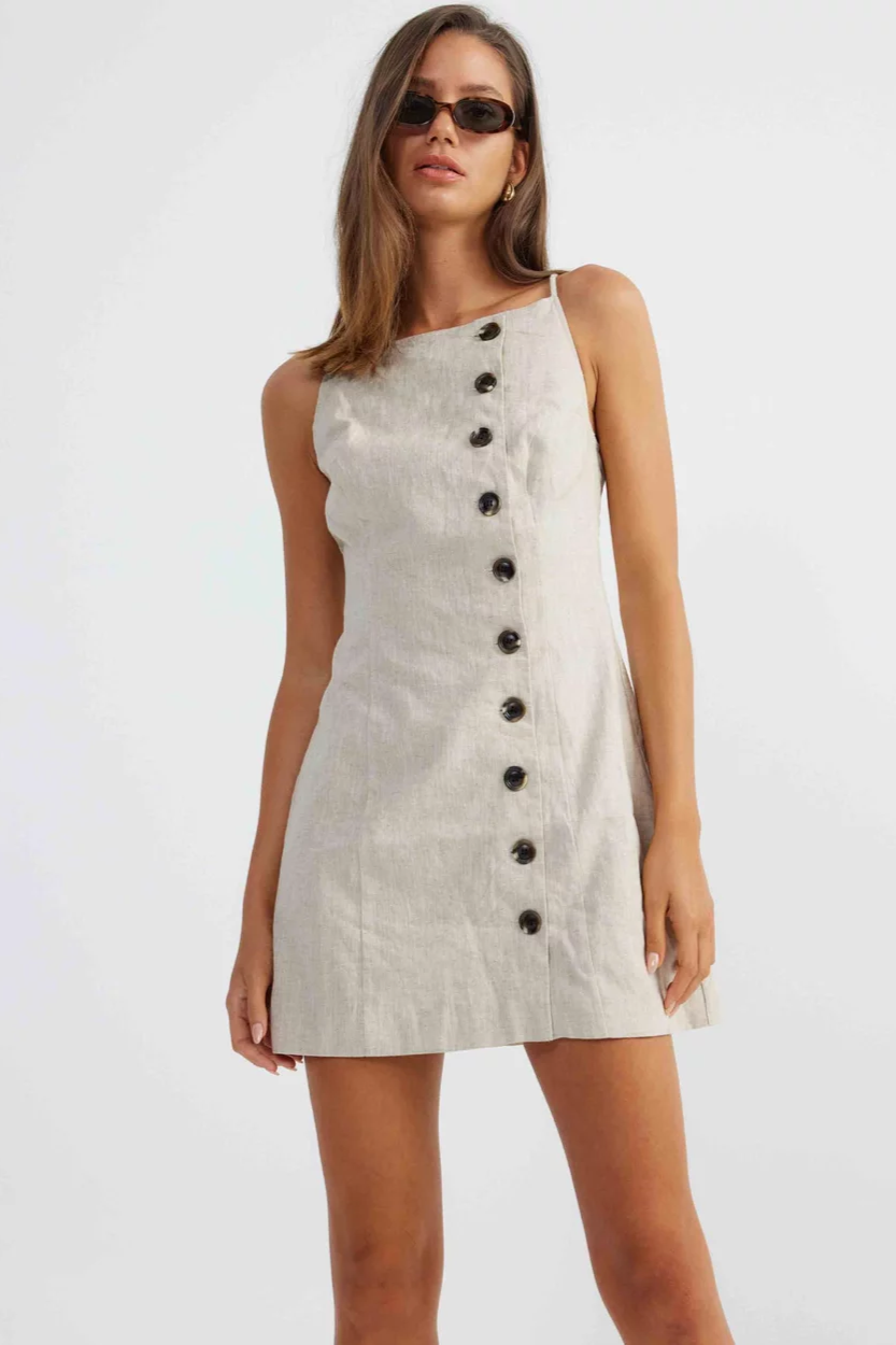 Allegra Linen Dress - Natural - SHOPJAUS - JAUS