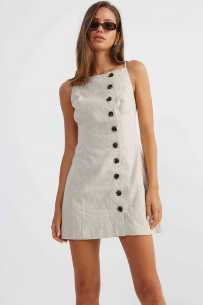 Allegra Linen Dress - Natural - SHOPJAUS - JAUS