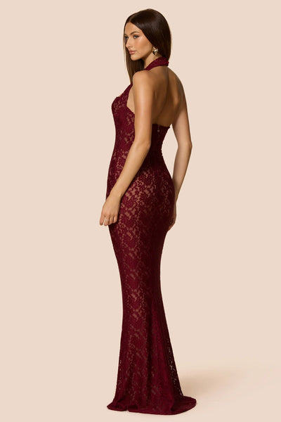 Nookie Mystique Halter Gown - Wine